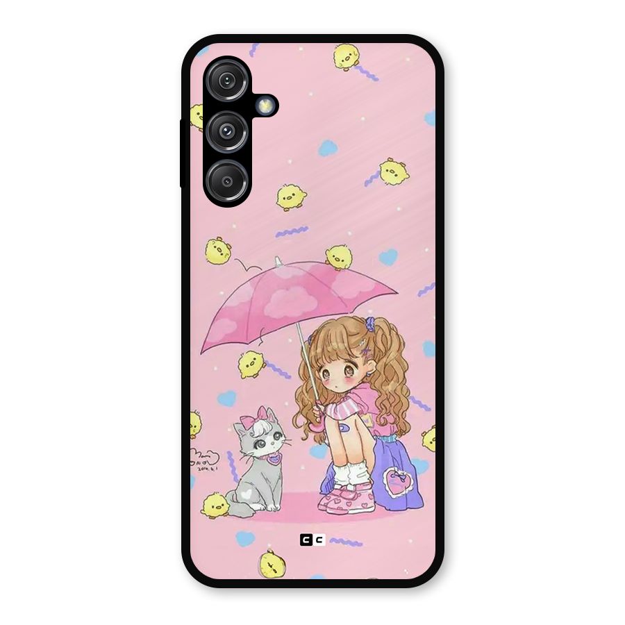Girl With Cat Metal Back Case for Galaxy M34 5G
