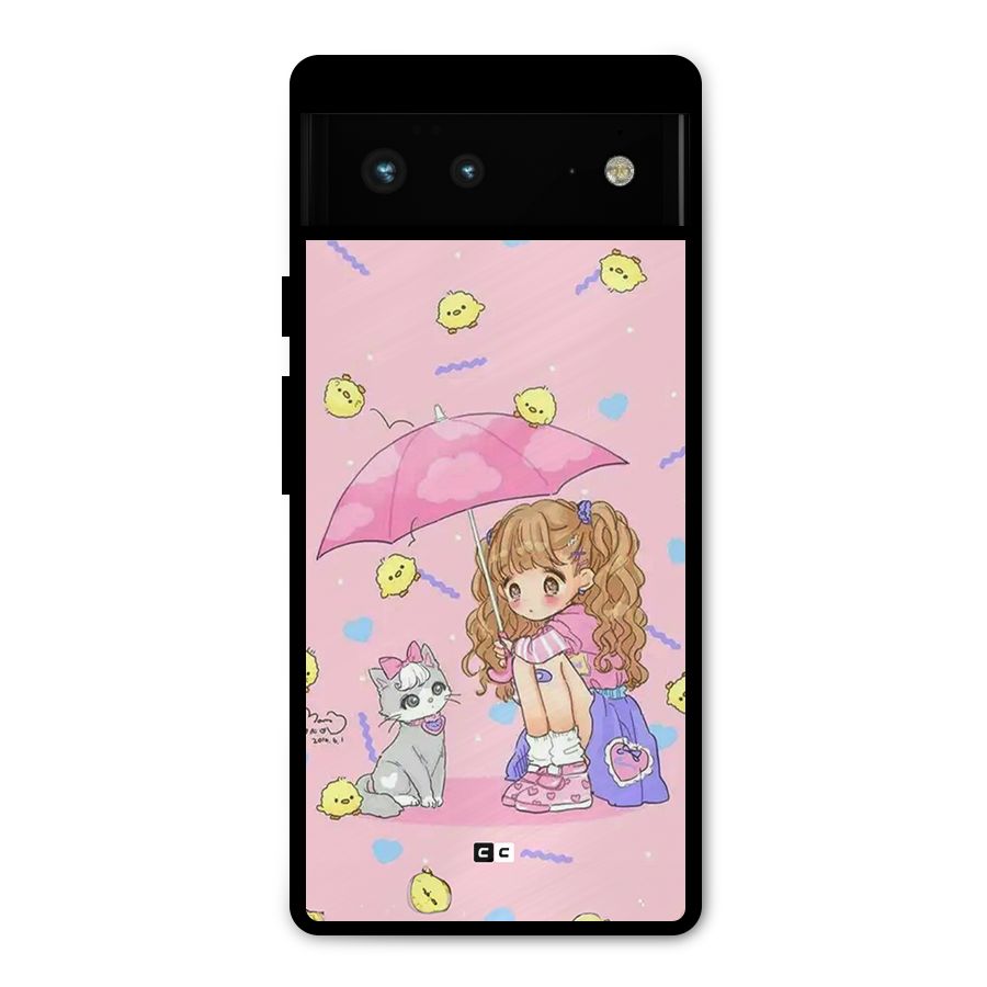 Girl With Cat Metal Back Case for Google Pixel 6