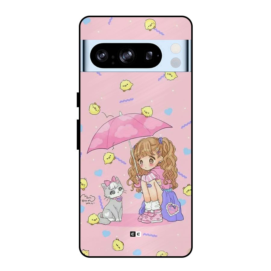 Girl With Cat Metal Back Case for Google Pixel 8 Pro