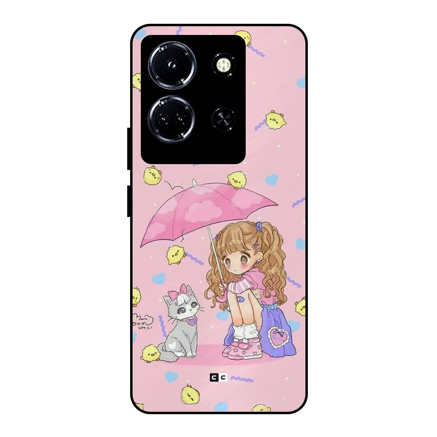 Girl With Cat Metal Back Case for Infinix Note 30 5G