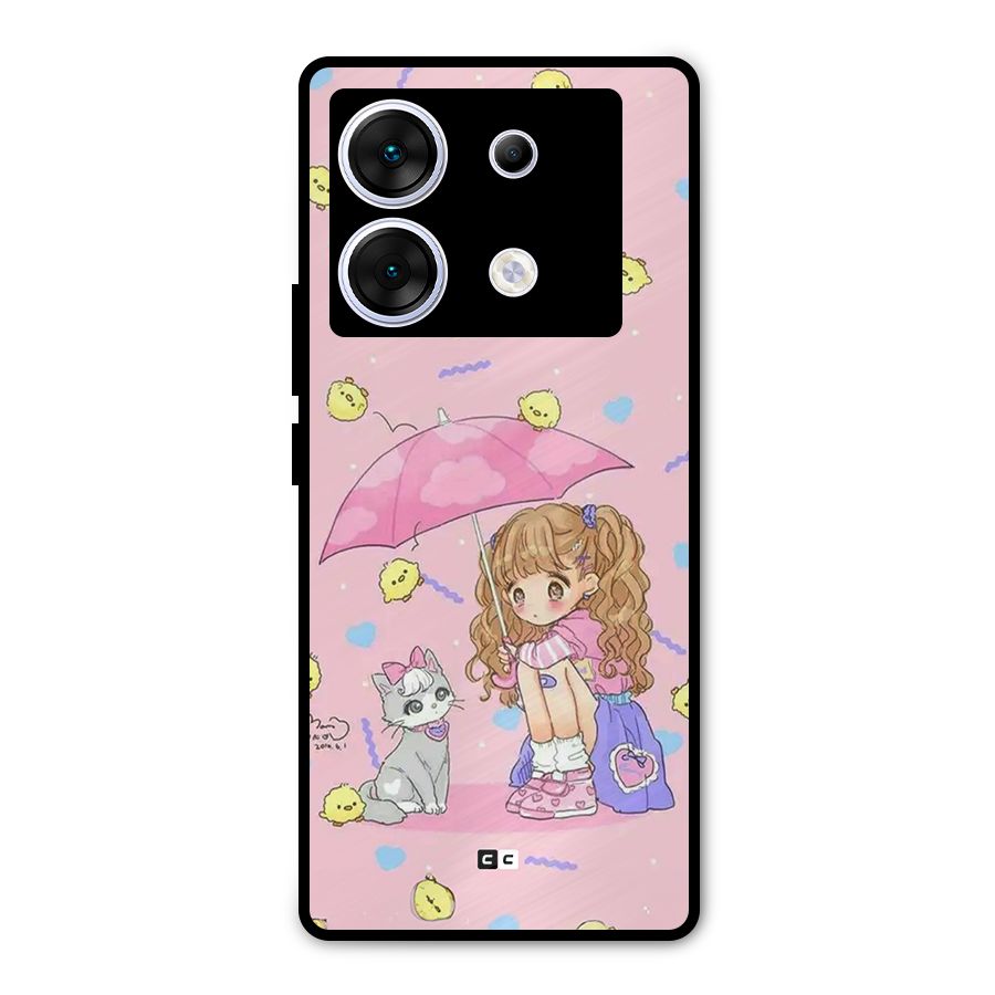 Girl With Cat Metal Back Case for Infinix Zero 30 5G