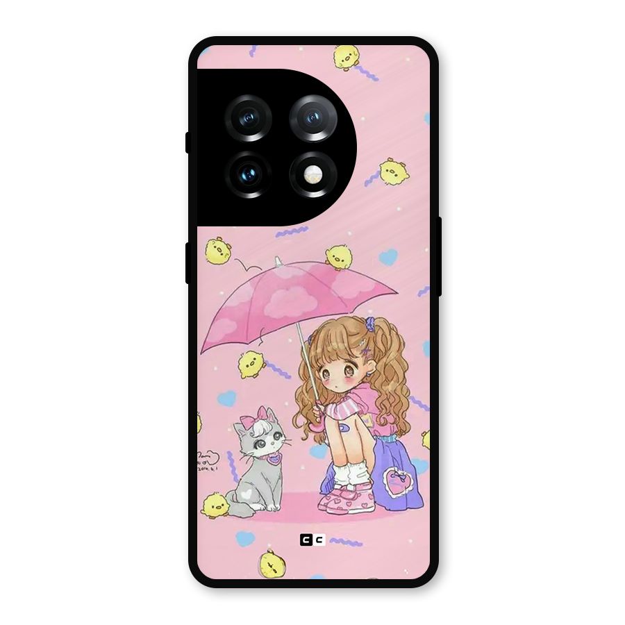 Girl With Cat Metal Back Case for OnePlus 11