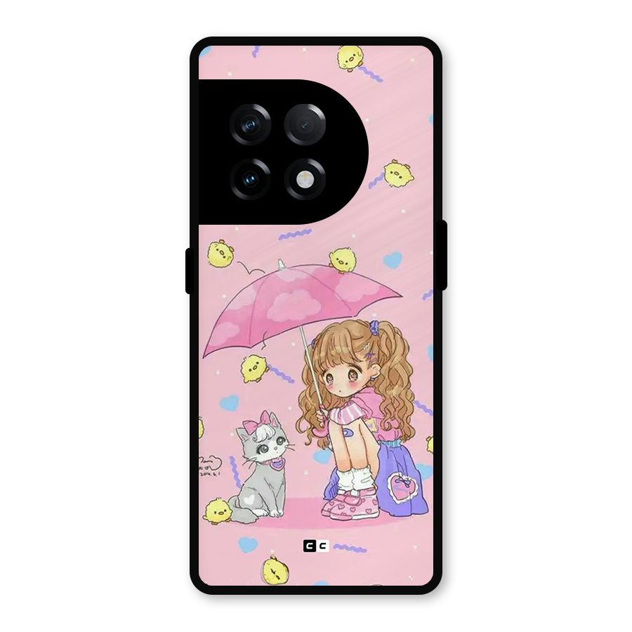 Girl With Cat Metal Back Case for OnePlus 11R