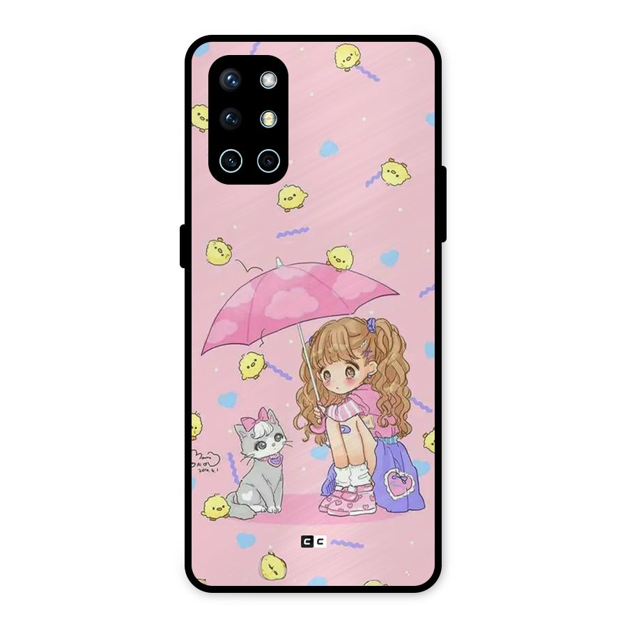 Girl With Cat Metal Back Case for OnePlus 9R