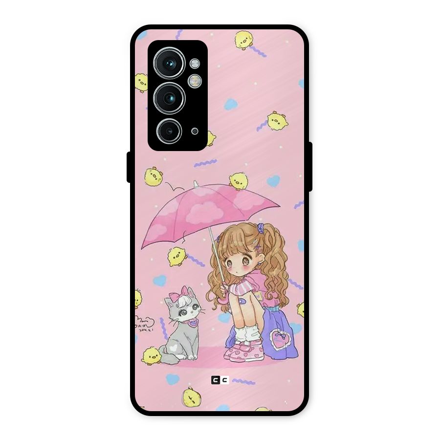 Girl With Cat Metal Back Case for OnePlus 9RT 5G