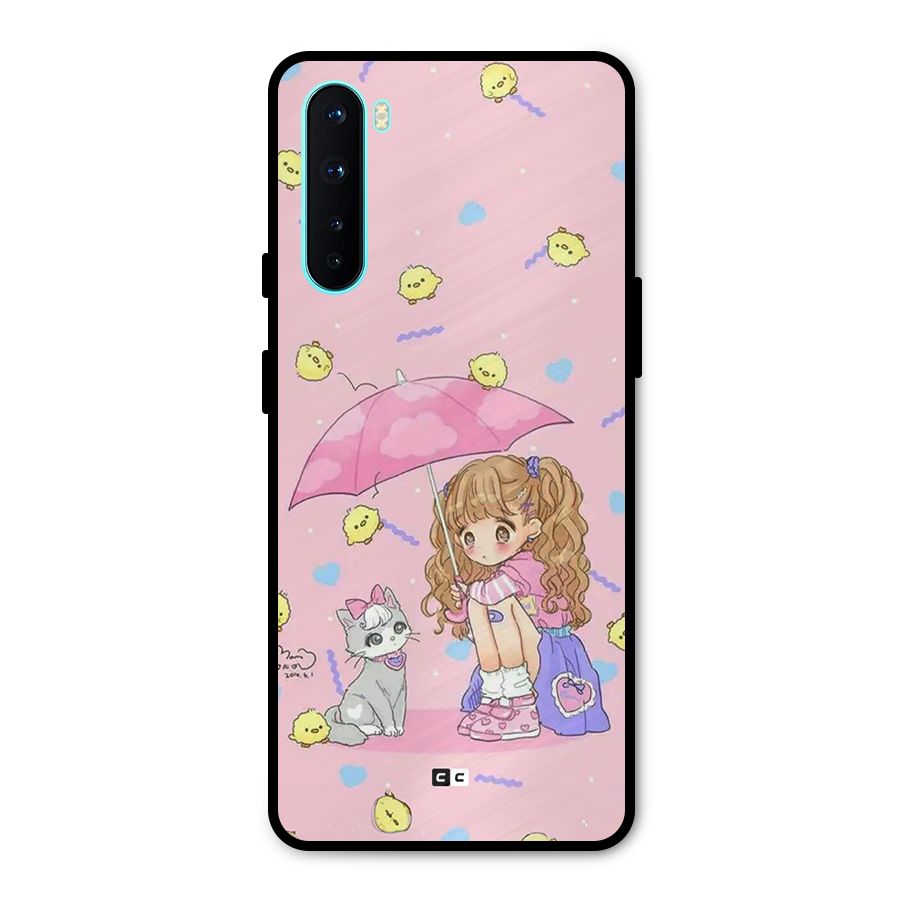 Girl With Cat Metal Back Case for OnePlus Nord
