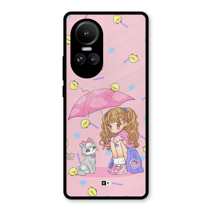 Girl With Cat Metal Back Case for Oppo Reno10 Pro
