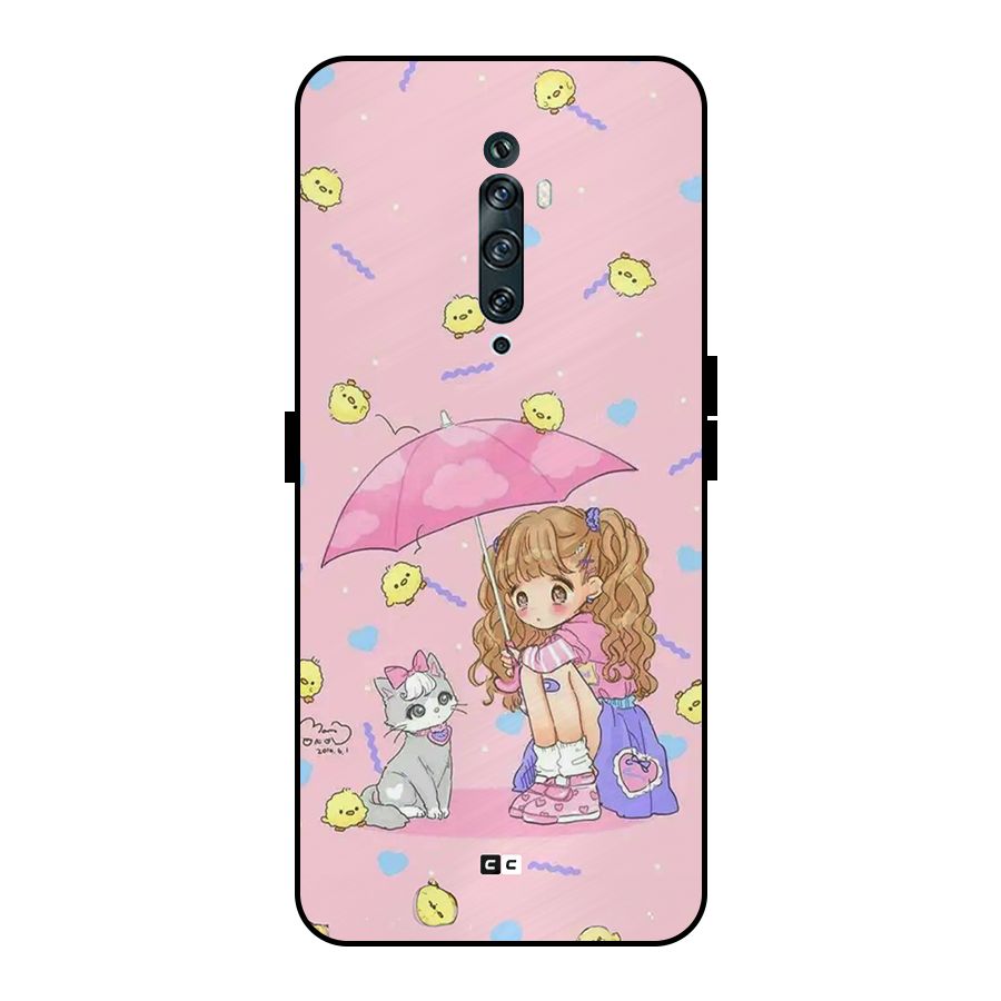 Girl With Cat Metal Back Case for Oppo Reno2 Z