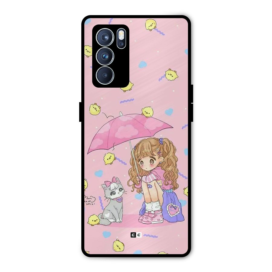 Girl With Cat Metal Back Case for Oppo Reno6 Pro 5G