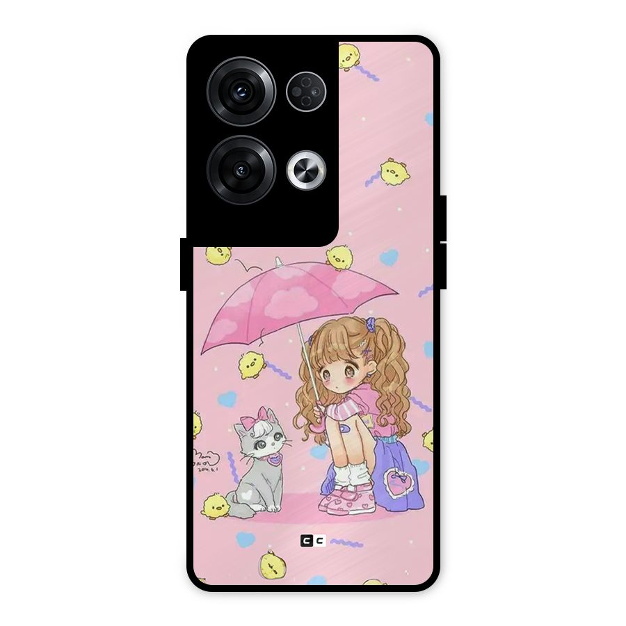 Girl With Cat Metal Back Case for Oppo Reno8 Pro 5G