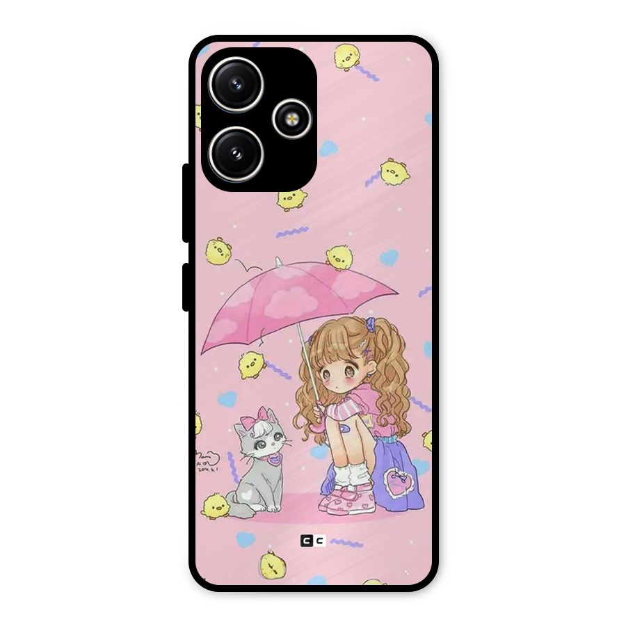 Girl With Cat Metal Back Case for Poco M6 Pro