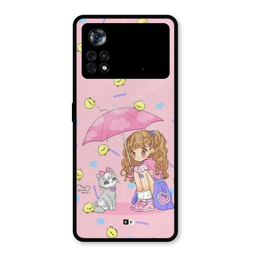 Girl With Cat Metal Back Case for Poco X4 Pro 5G