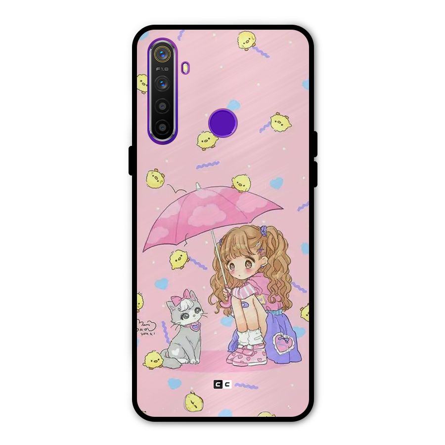 Girl With Cat Metal Back Case for Realme 5i