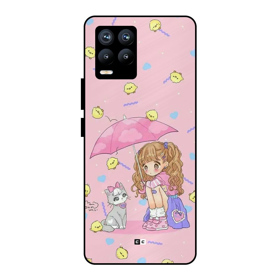 Girl With Cat Metal Back Case for Realme 8