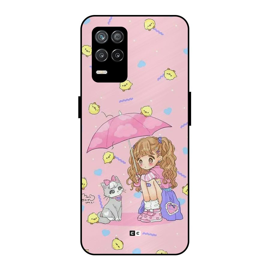 Girl With Cat Metal Back Case for Realme 8 5G