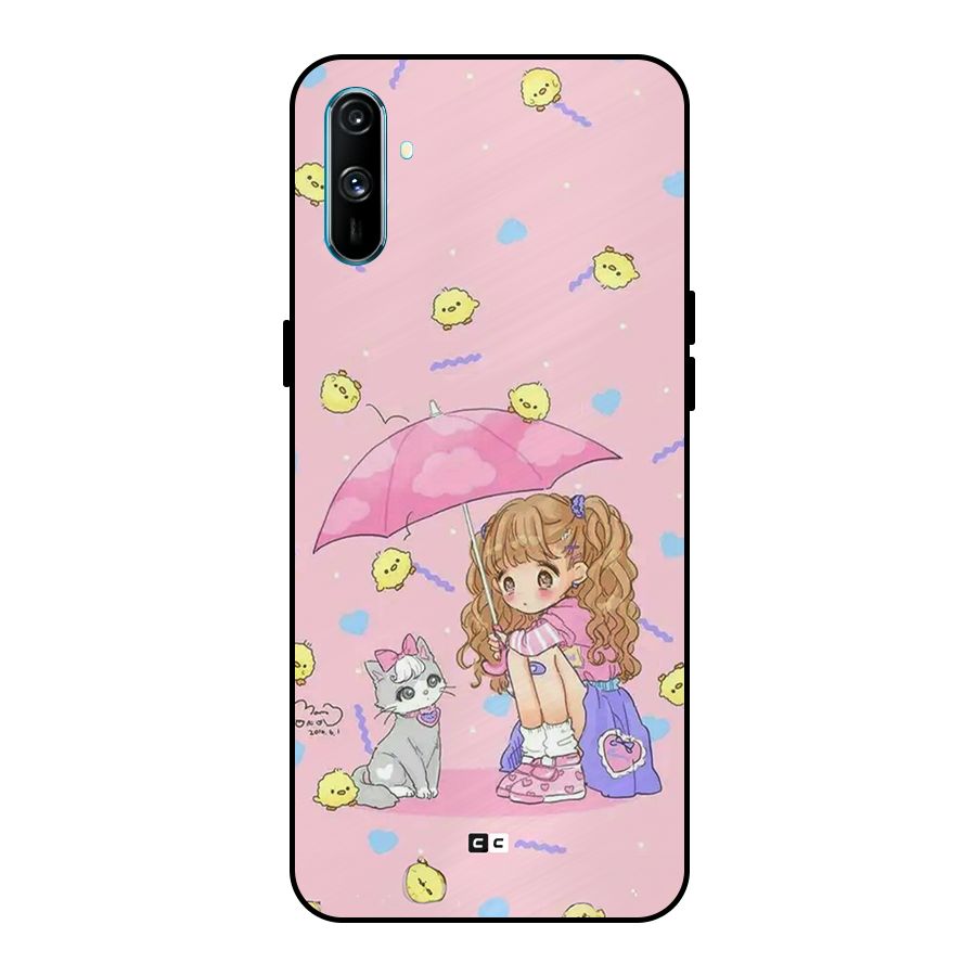 Girl With Cat Metal Back Case for Realme C3