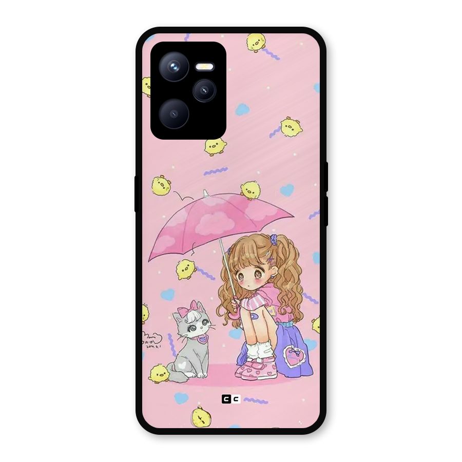 Girl With Cat Metal Back Case for Realme C35