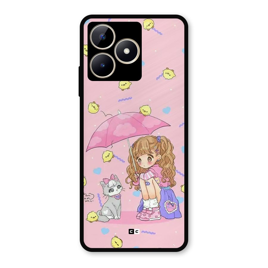 Girl With Cat Metal Back Case for Realme C53