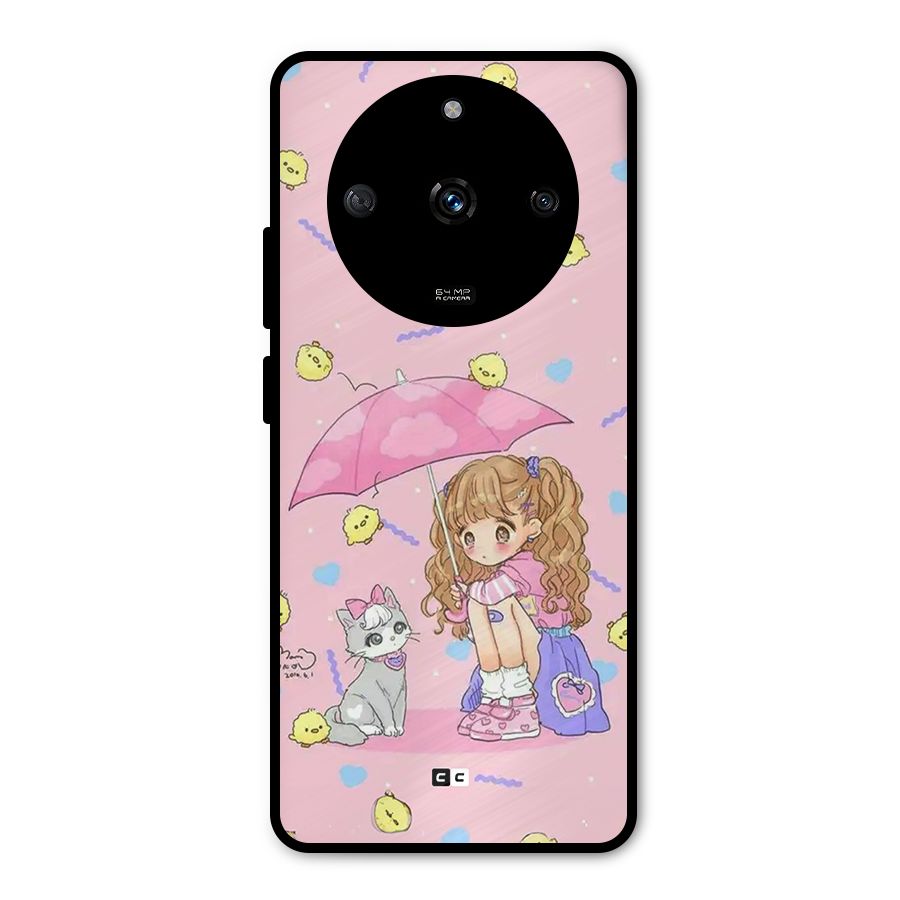 Girl With Cat Metal Back Case for Realme Narzo 60 5G