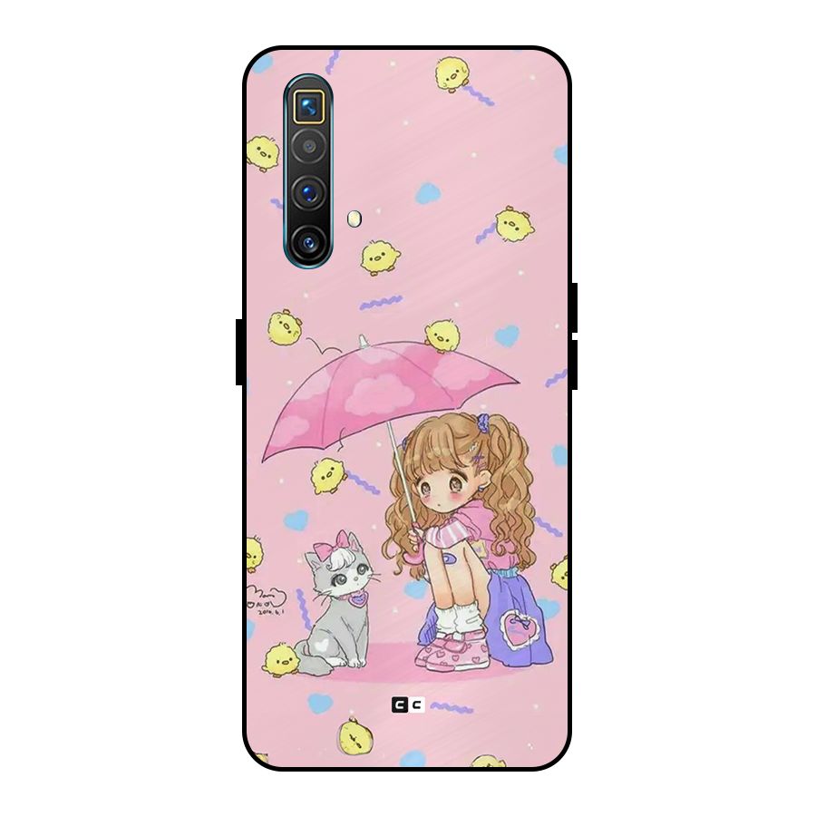 Girl With Cat Metal Back Case for Realme X3