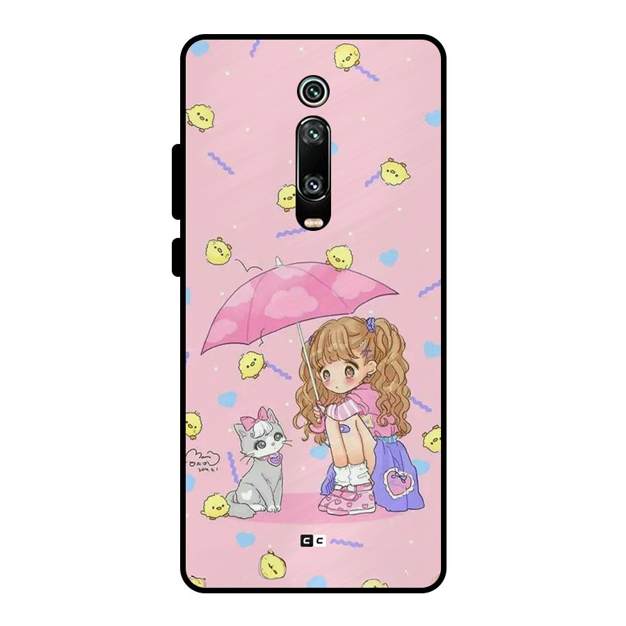 Girl With Cat Metal Back Case for Redmi K20