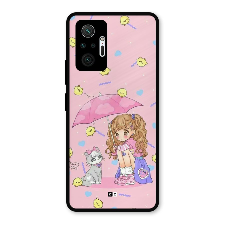 Girl With Cat Metal Back Case for Redmi Note 10 Pro