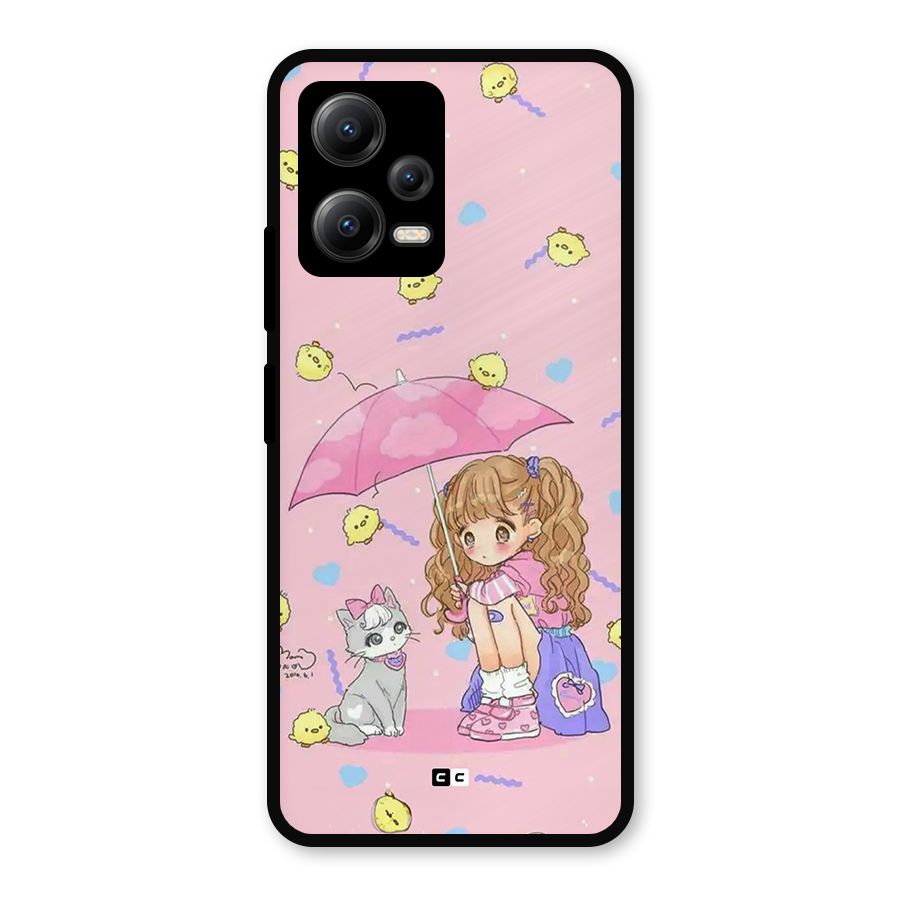 Girl With Cat Metal Back Case for Redmi Note 12 5G