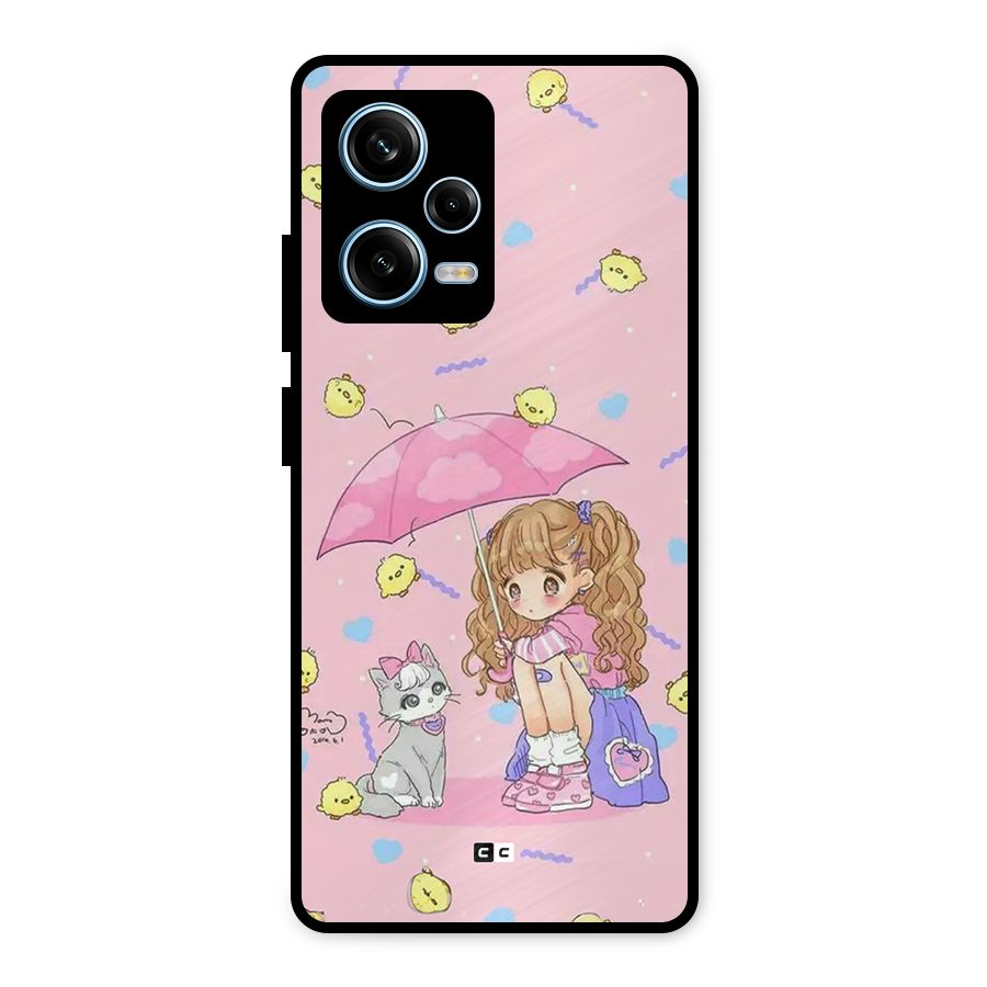 Girl With Cat Metal Back Case for Redmi Note 12 Pro