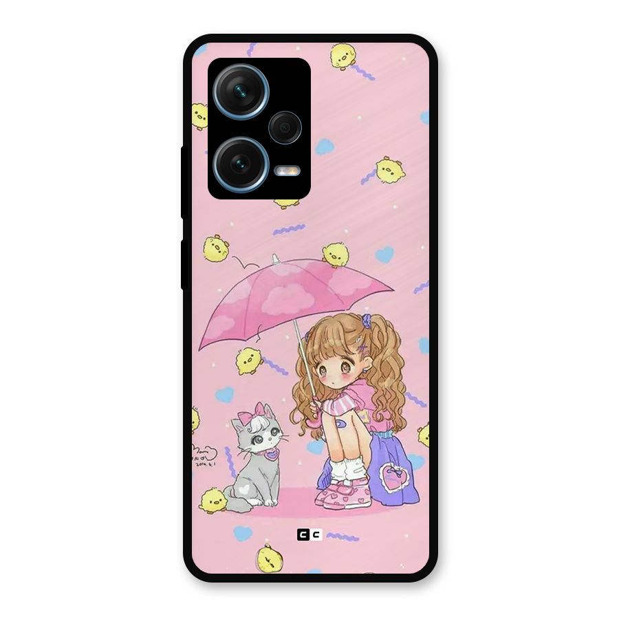 Girl With Cat Metal Back Case for Redmi Note 12 Pro Plus 5G
