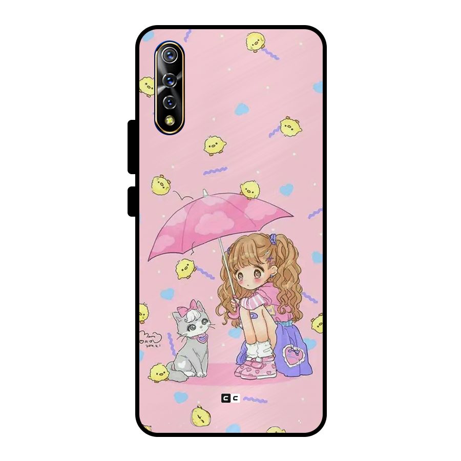 Girl With Cat Metal Back Case for Vivo S1