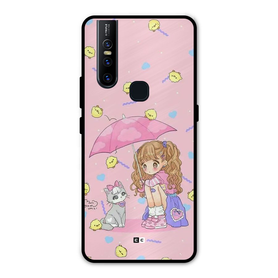 Girl With Cat Metal Back Case for Vivo V15
