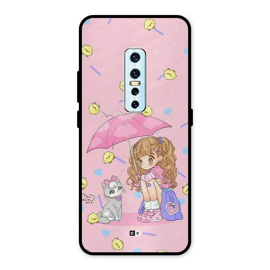 Girl With Cat Metal Back Case for Vivo V17 Pro