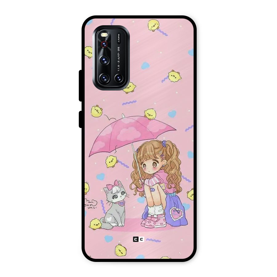 Girl With Cat Metal Back Case for Vivo V19
