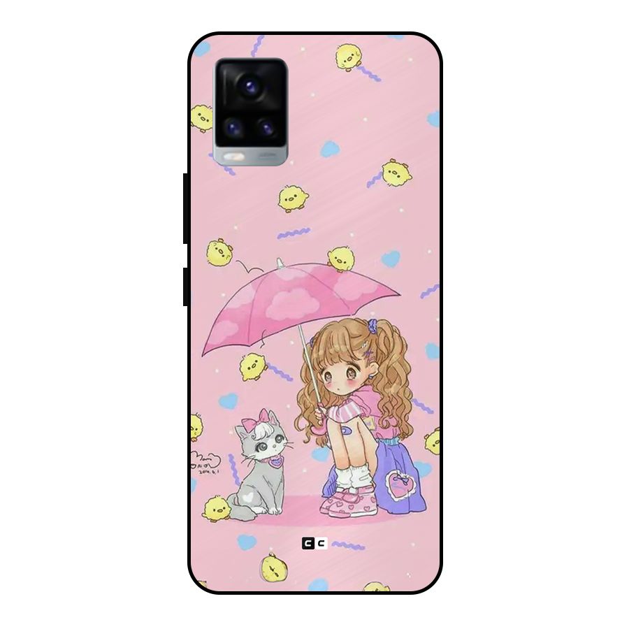 Girl With Cat Metal Back Case for Vivo V20