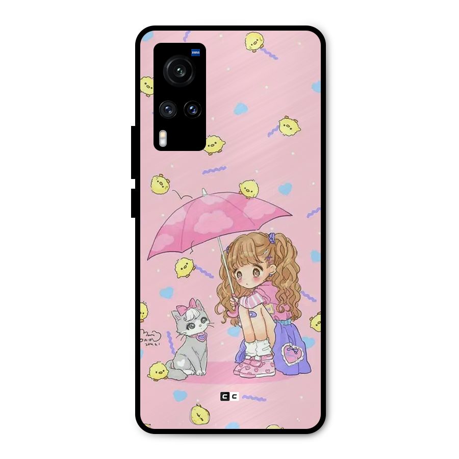 Girl With Cat Metal Back Case for Vivo X60