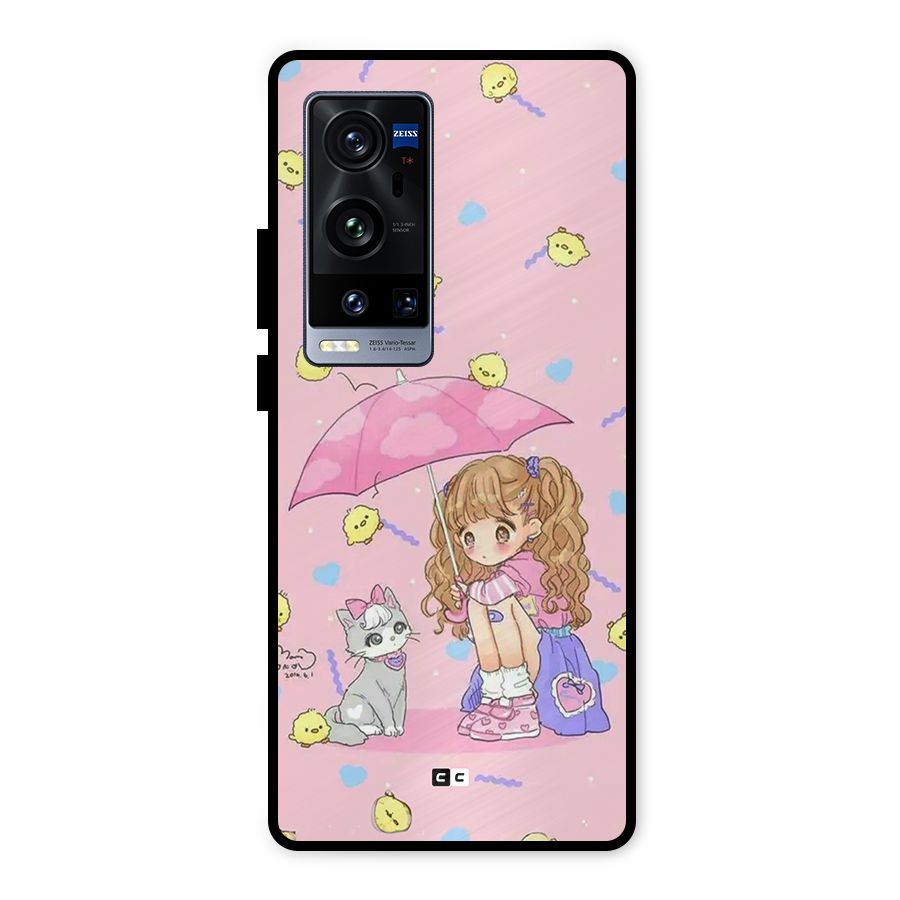 Girl With Cat Metal Back Case for Vivo X60 Pro Plus
