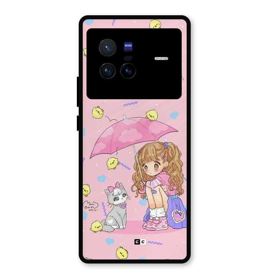 Girl With Cat Metal Back Case for Vivo X80