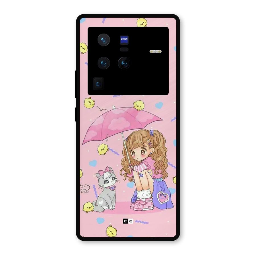 Girl With Cat Metal Back Case for Vivo X80 Pro