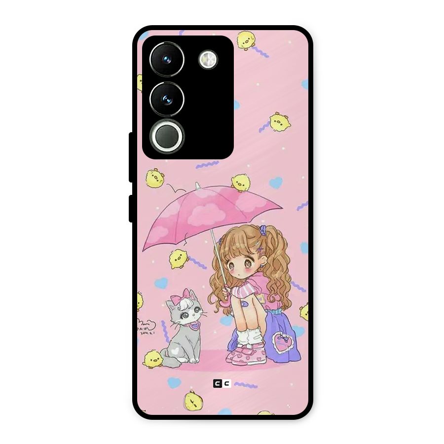 Girl With Cat Metal Back Case for Vivo Y200