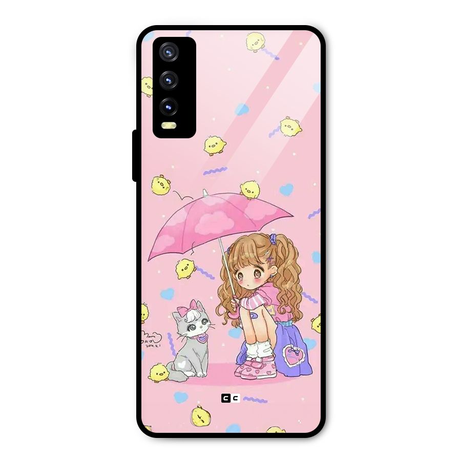 Girl With Cat Metal Back Case for Vivo Y20g