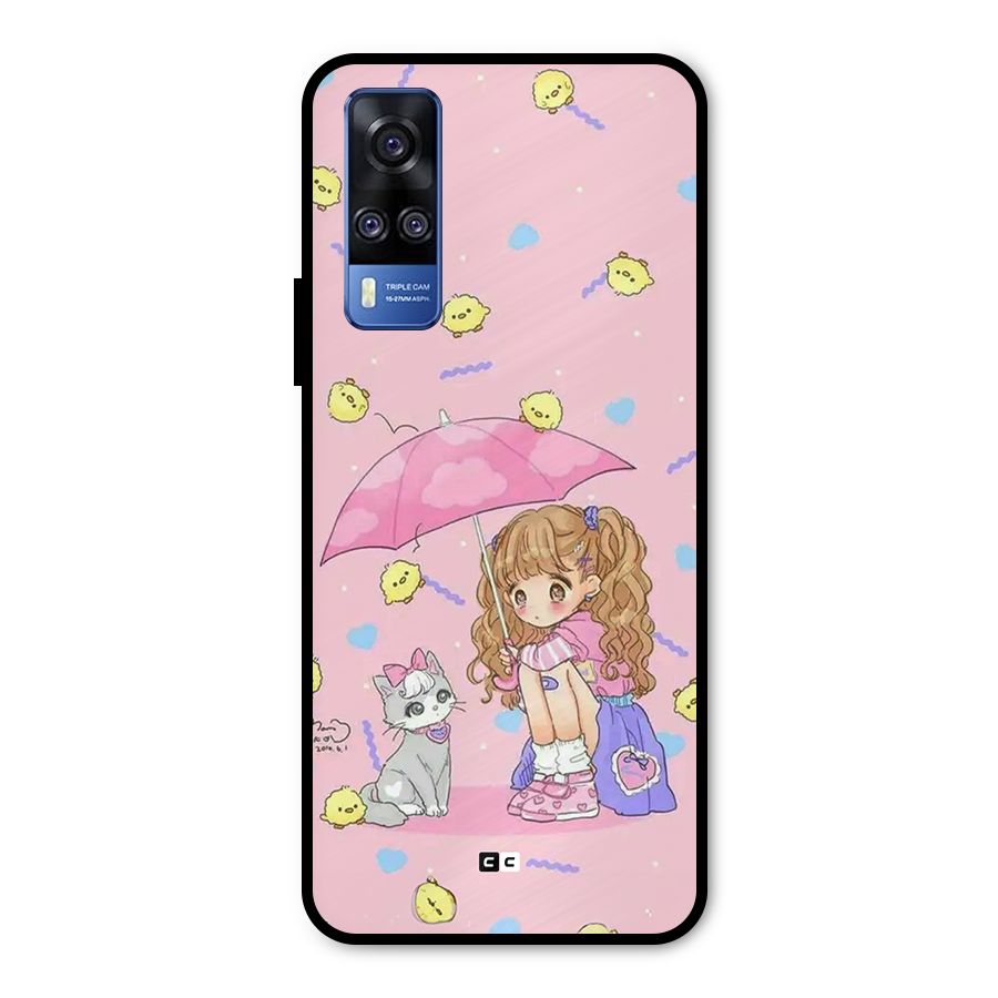 Girl With Cat Metal Back Case for Vivo Y51A