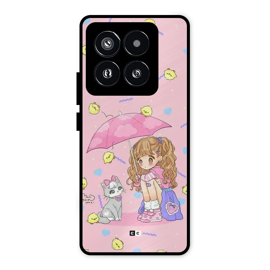 Girl With Cat Metal Back Case for Xiaomi 14 Pro