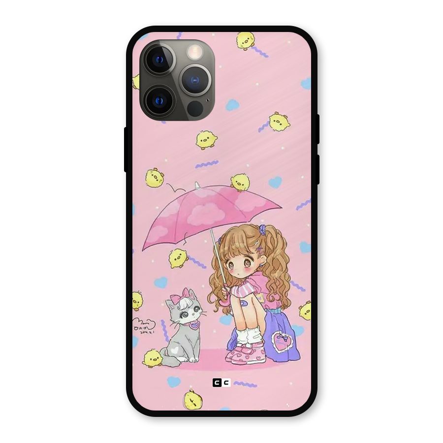 Girl With Cat Metal Back Case for iPhone 12 Pro