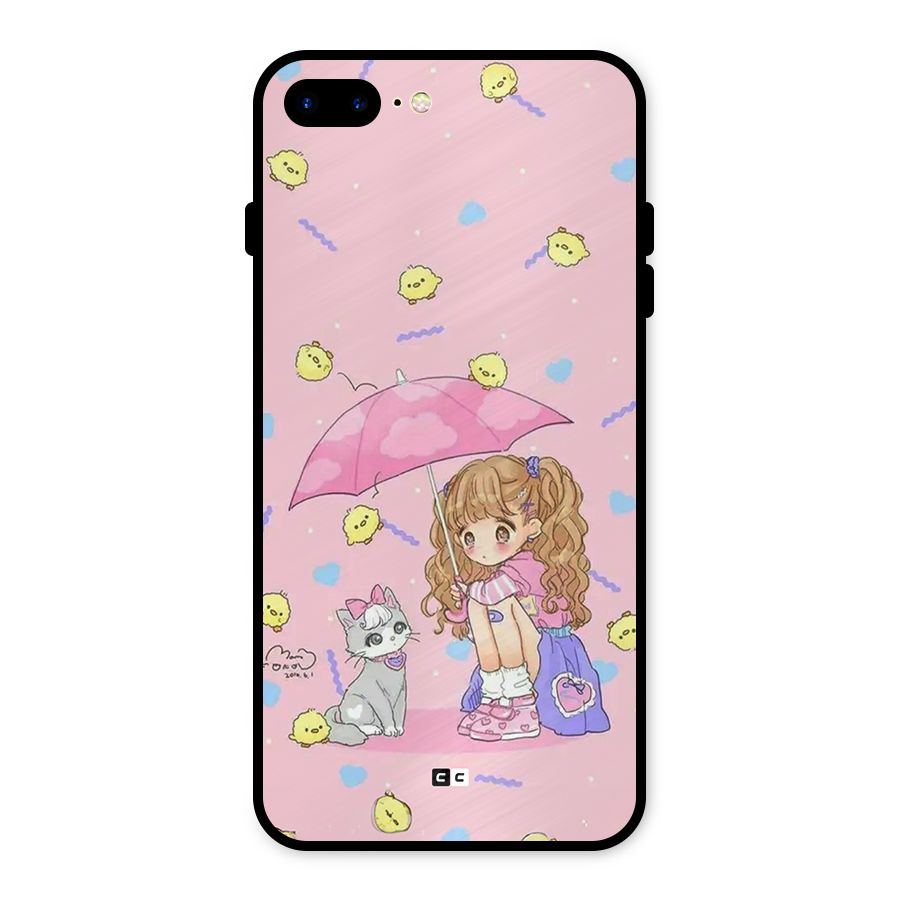 Girl With Cat Metal Back Case for iPhone 8 Plus