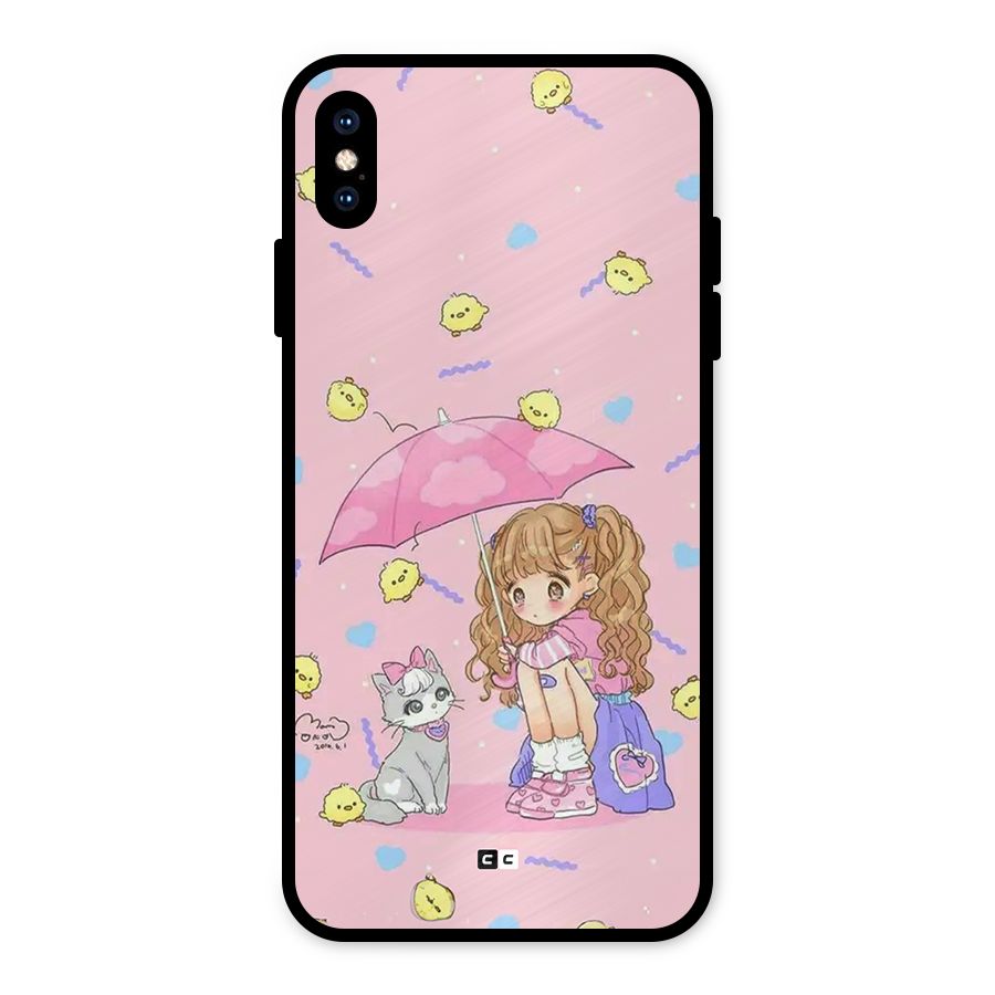 Girl With Cat Metal Back Case for iPhone XS Max