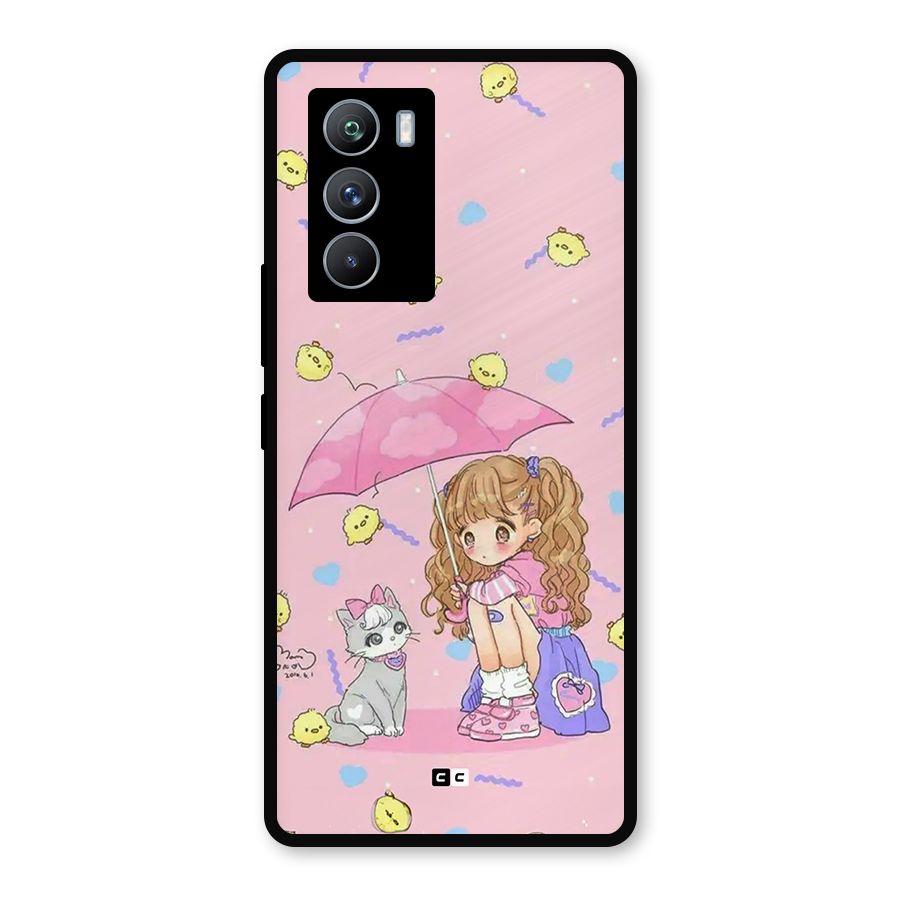 Girl With Cat Metal Back Case for iQOO 9 SE