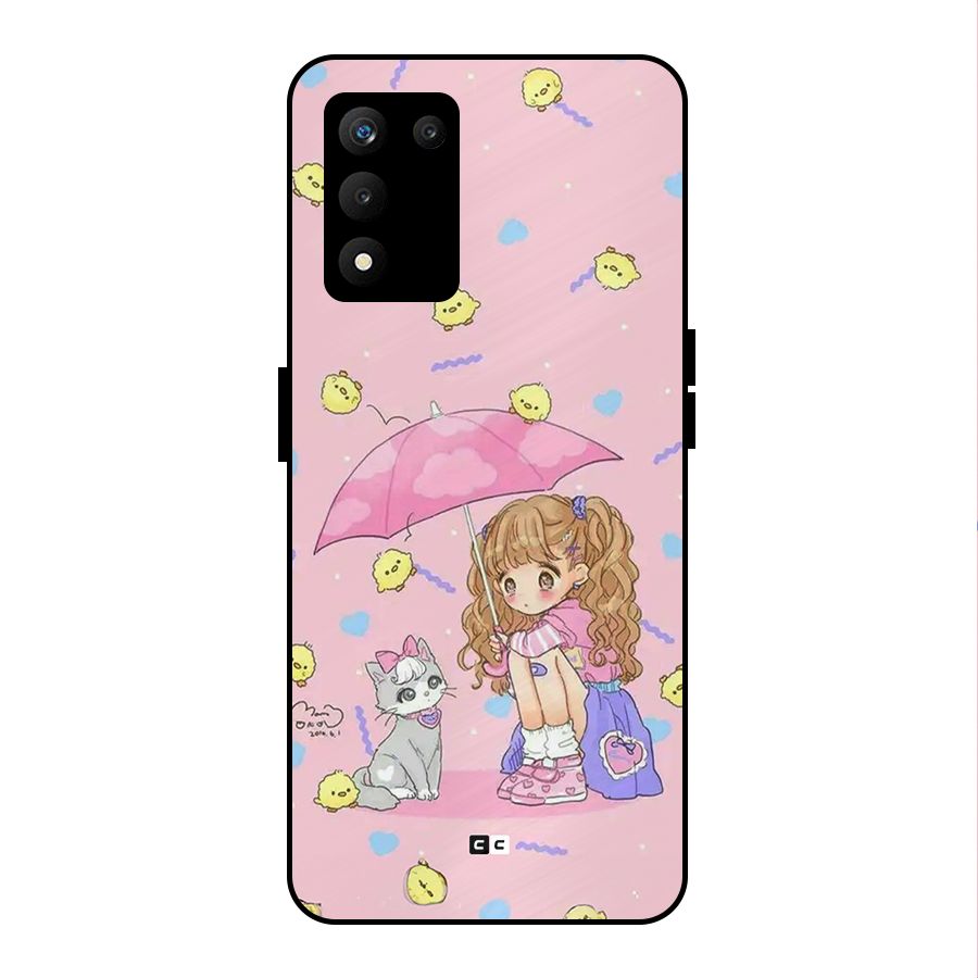 Girl With Cat Metal Back Case for realme 9 5G SE