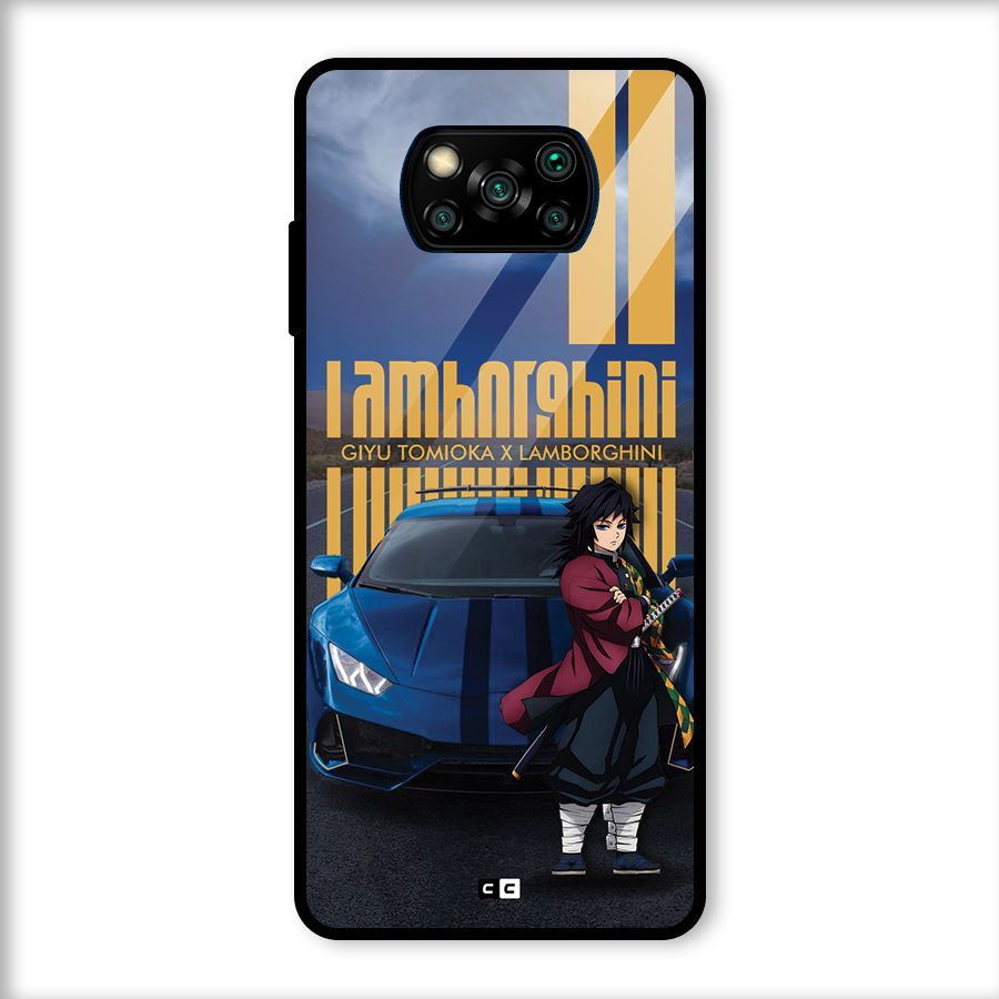 Giyu Tomioka Supercar Glass Back Case for Poco X3