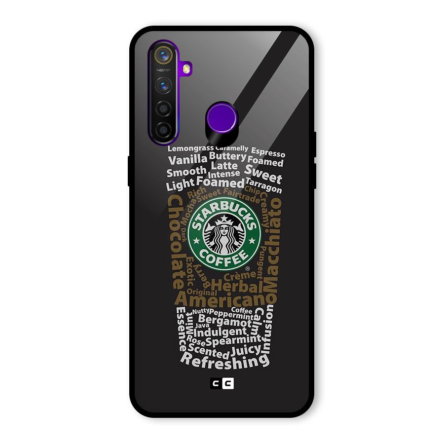 Glass StarBucks Glass Back Case for Realme 5 Pro