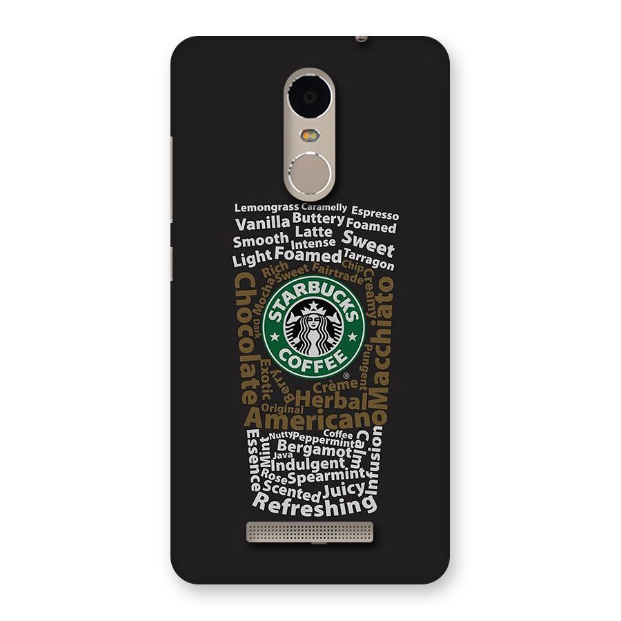 Glass StarBucks Back Case for Redmi Note 3